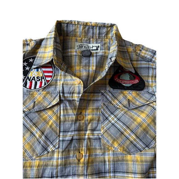 Vintage Cowboy Retro Plaid Shirt Throwback Western Button Down Patches Hipster M - Picture 3 of 13